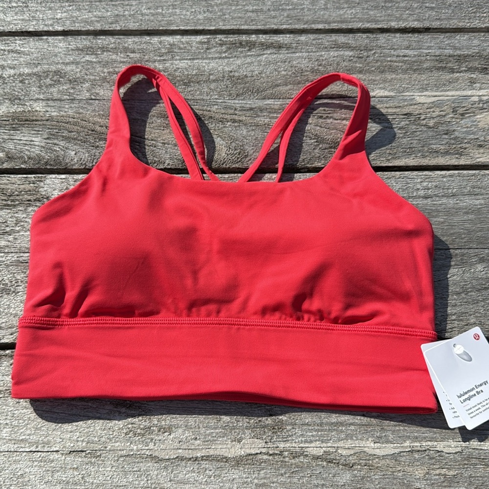Lululemon Energy Longline Bra B–D Cups Red Glow size 8 NWT SPORTS BRA - Picture 2 of 9